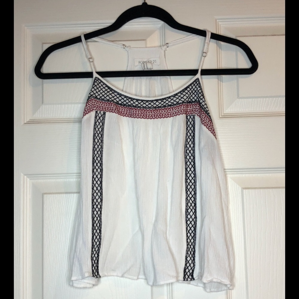 White Patterned Trim Top